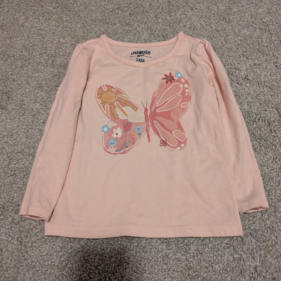 OshKosh B'gosh Other - OshKosh B'gosh Peach Butterfly Long Sleeve Tee